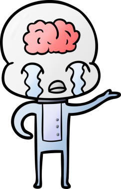 Bir insan tarafından çizilmiş koca beyinli bir uzaylı ağlaması.