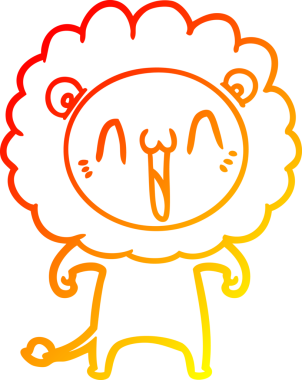 Bir insan tarafından çizilmiş mutlu çizgi film aslanının sıcak çizgi çizimi