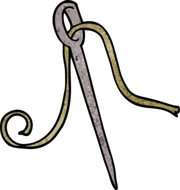 Bir insan tarafından çizilmiş karalama iğnesi ve iplik.