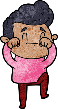 Bir insan tarafından çizilmiş mutlu çizgi film adamı.