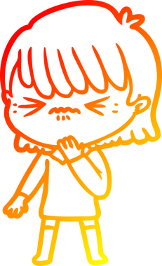 Bir insan tarafından çizilmiş bir hatadan pişmanlık duyan çizgi film kızı çizimi