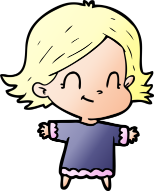 Bir insan tarafından çizilmiş karikatür dostu kız.