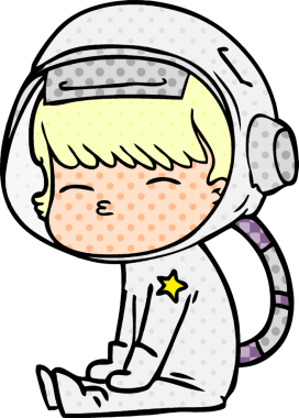 Bir insan tarafından çizilmiş meraklı astronot çizgi filmi.