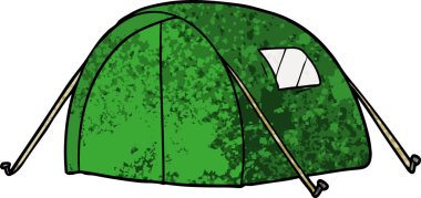 Bir insan tarafından çizilmiş karikatür çadırı