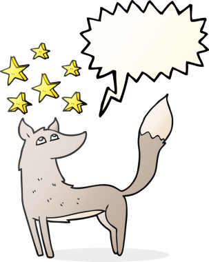 Bir insan tarafından çizilmiş yıldızlı serbest konuşma balonu çizgi film kurdu.