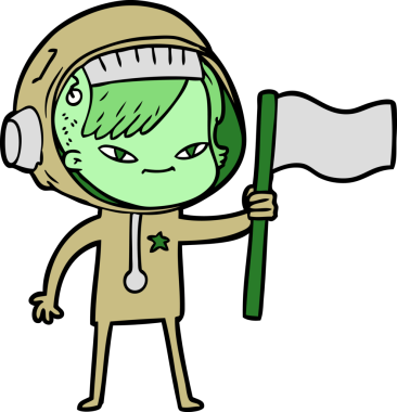 Bir insan tarafından çizilmiş astronot kadın.