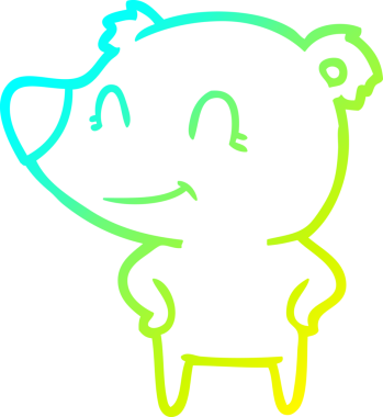 Dost canlısı bir ayının insan tarafından çizilmiş kalçaları üzerindeki soğuk çizgi çizimi.