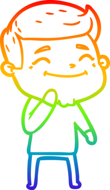 gökkuşağı gradyanı çizimi bir insan tarafından çizilmiş mutlu bir çizgi film adamı