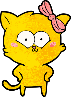 Bir insan tarafından çizilmiş çizgi film kedisi.