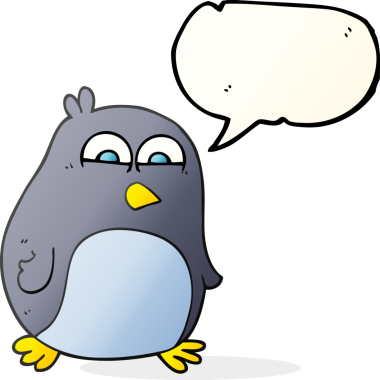 Bir insan tarafından çizilmiş serbest konuşma balonu karikatürü pengueni