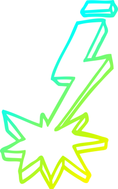 Bir insan tarafından çizilmiş bir çizgi film yıldırımının soğuk gradyan çizimi