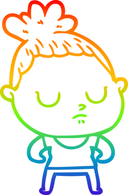 Gökkuşağı gradyan çizgi çizimi bir insan tarafından çizilmiş sakin bir kadın