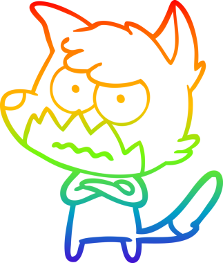 Gökkuşağı gradyan çizgi çizimi bir insan tarafından çizilmiş bir tilki