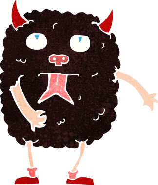 Bir insan tarafından çizilmiş komik çizgi film canavarı.