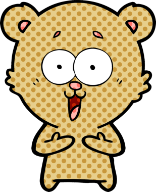 Bir insan tarafından çizilmiş gülen oyuncak ayı çizgi filmi.