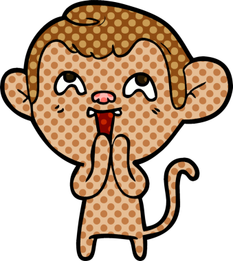 Bir insan tarafından çizilmiş çılgın çizgi film maymunu