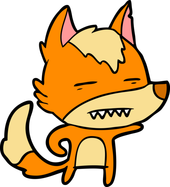 Bir insan tarafından çizilmiş tilki çizgi film karakteri