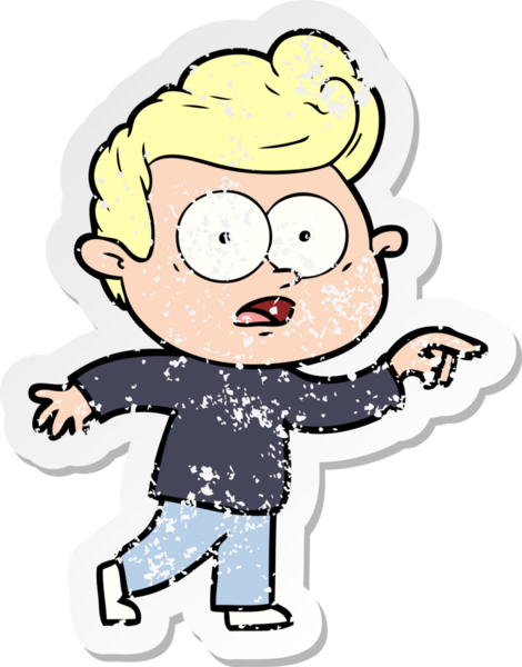 Bir insan tarafından çizilmiş, kederli bir çizgi film çıkartması.