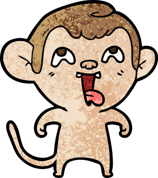 Bir insan tarafından çizilmiş çılgın çizgi film maymunu