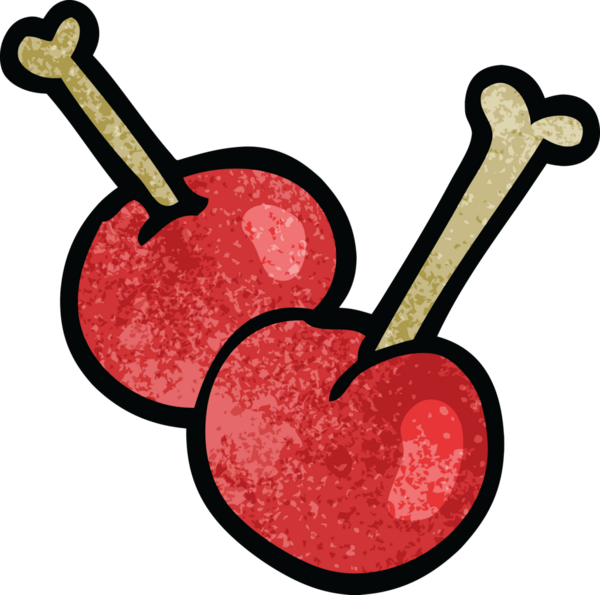 Bir insan tarafından çizilmiş kırmızı kirazlar.