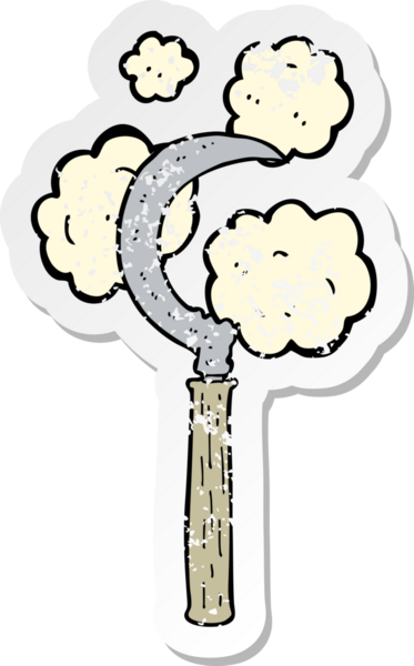 İnsan tarafından çizilmiş bir karikatür orağının gerilimli yapıştırması.