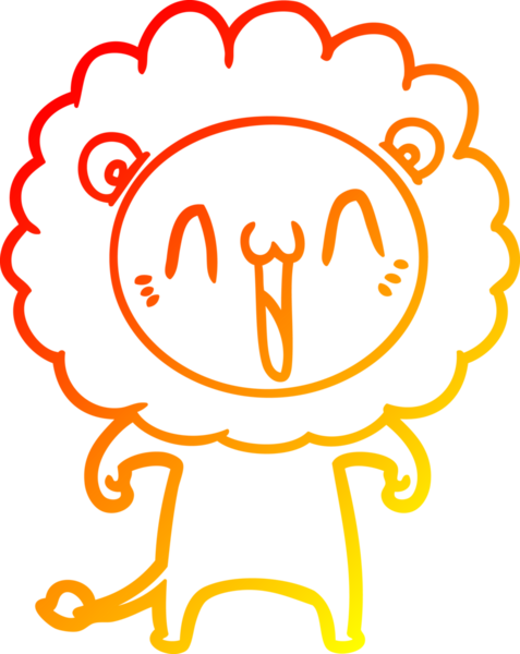 Bir insan tarafından çizilmiş mutlu çizgi film aslanının sıcak çizgi çizimi