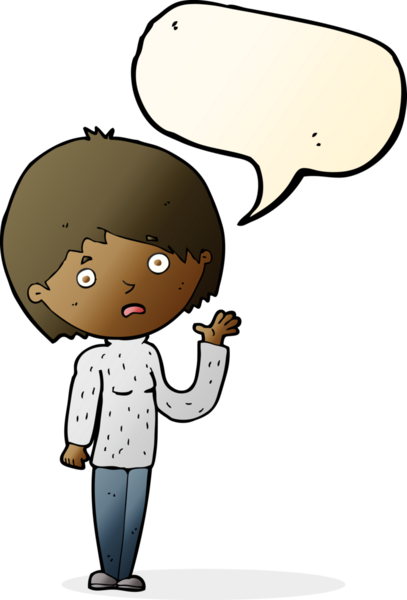 Bir insan tarafından çizilmiş konuşma balonu olan endişeli bir karikatür.