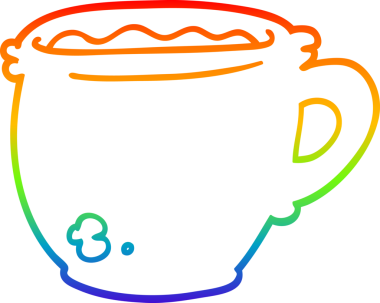 gökkuşağı gradyan çizgisi bir insan tarafından çizilmiş sıcak kahve fincanı