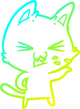 Bir insan tarafından çizilen çizgi film kedisinin soğuk gradyan çizimi