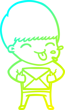 Bir insan tarafından çizilmiş mutlu çizgi film çocuğu çizimi.