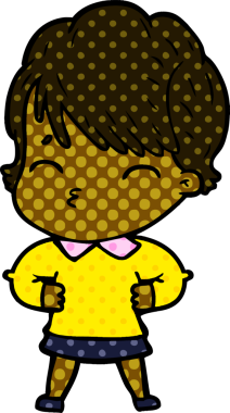 Bir insan tarafından çizilmiş bir çizgi film kadını.