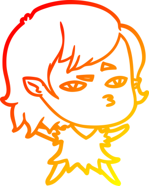 Bir insan tarafından çizilmiş bir vampir kız çizgi çizimi.