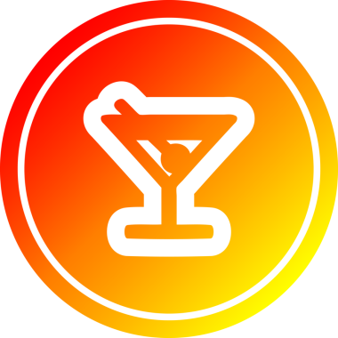 Bir insan tarafından çizilmiş sıcak eğimli zeytin dairesel ikonu ile kokteyl