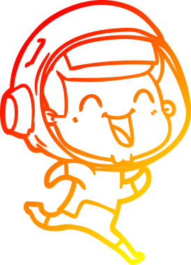 Bir insan tarafından çizilmiş mutlu bir astronotun sıcak çizgi çizimi