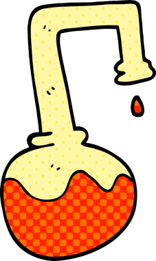 Bir insan tarafından çizilen karikatür köpüren kimyasallar.