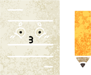 Bir insan tarafından çizilmiş bir test kağıdının retro çizim stili karikatürü