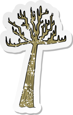 Bir insan tarafından çizilmiş karikatür kış ağacının geriletilmiş yapıştırması.