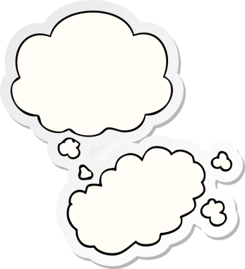 Düşünce baloncuğu insan tarafından çizilmiş bir çıkartma gibi dumanlı çizgi film.