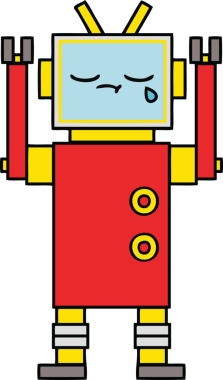 Bir insan tarafından çizilmiş ağlayan bir robot çizimi.