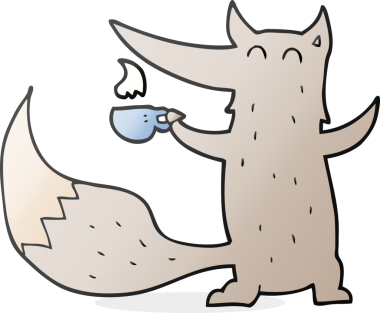 Bir insan tarafından çizilmiş kahve fincanı ile serbest çizilmiş bir karikatür.