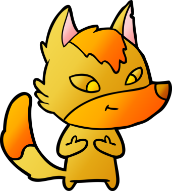 Bir insan tarafından çizilmiş tilki çizgi film karakteri