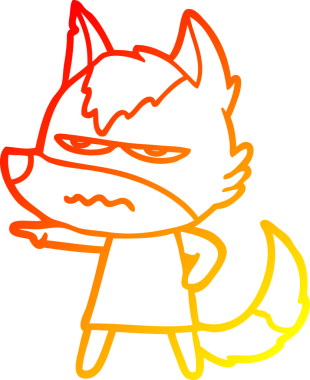 Bir insan tarafından çizilmiş kızgın bir kurdun sıcak çizgi çizimi.