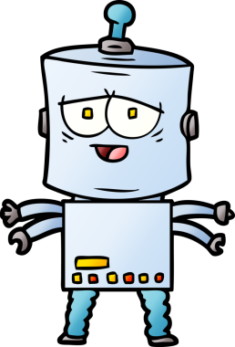 Bir insan tarafından çizilmiş çizgi film robotu