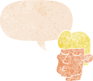 Bir insan tarafından çizilmiş, grunge 'da konuşma baloncuğu olan karikatür yakışıklısı bir adam.