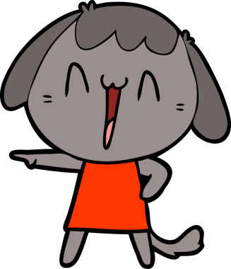 Bir insan tarafından çizilmiş şirin bir çizgi film köpeği.