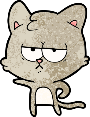 Bir insan tarafından çizilmiş sıkıcı çizgi film kedisi.