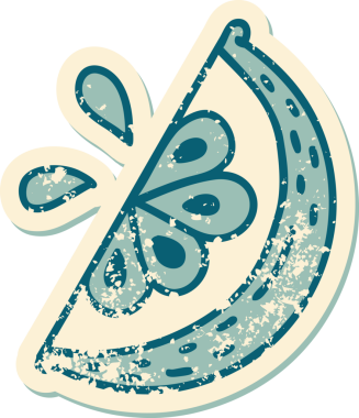 Bir insan tarafından çizilmiş limon diliminin sembolik dövmeli görüntüsü