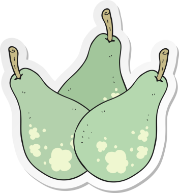 Bir insan tarafından çizilmiş karikatür armudu çıkartması.