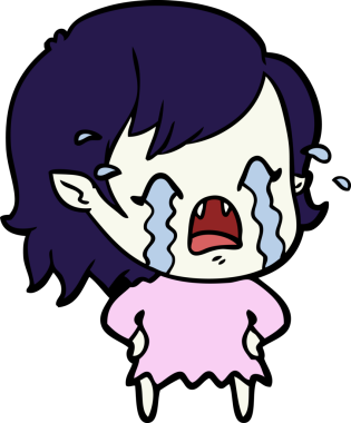 Bir insan tarafından çizilmiş ağlayan vampir kız çizgi filmi.