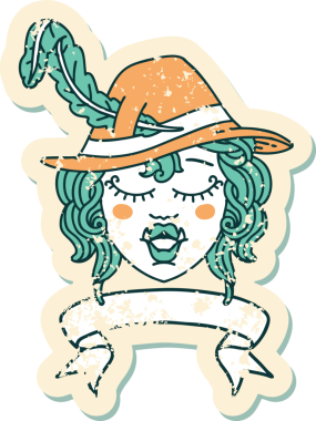 Retro Dövme Tarzı Bir insan tarafından çizilmiş yarı ork ozan karakteri